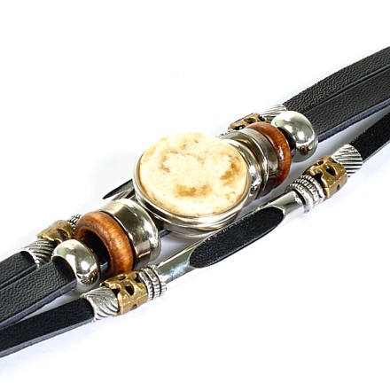 Браслет &quot;Трио&quot; из Янтаря на кожаном ремешке (в ассортименте) купить