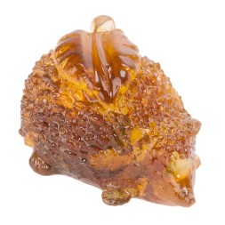 Фигурка &quot;Ёжик с листиком&quot; из Янтаря и эпоксидной смолы