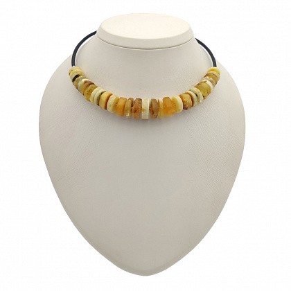 Колье на струне &quot;Таблетка&quot; из Янтаря с бисером купить