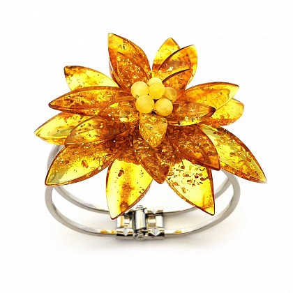 Браслет &quot;Лотос&quot; из Янтаря на мет.обруче купить