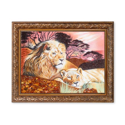 Картина &quot;Львы&quot; из Янтаря купить