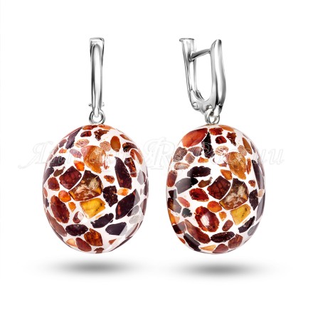 Серьги &quot;Овал&quot; Посеребрение с Янтарем и юв.смолой купить