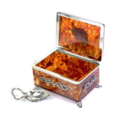 Набор (коробочка с ложечкой), Янтарь/бронза купить