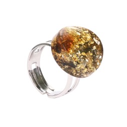 Кольцо &quot;Диск&quot; из Янтаря и юв.сплава