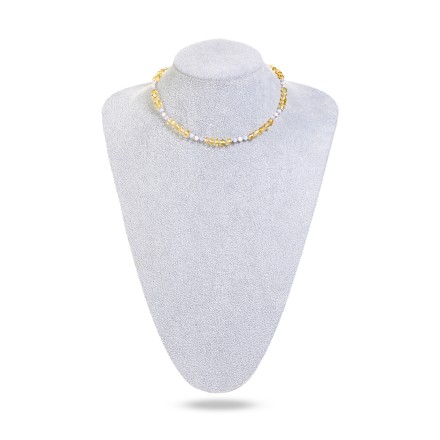 Бусы детские &quot;Мятый шар&quot; из Янтаря с жемчугом и перламутром купить