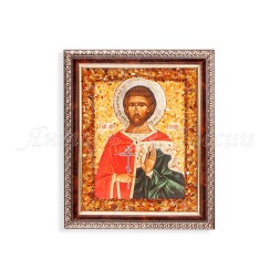 Икона &quot;св.Евгений&quot; с Янтарем