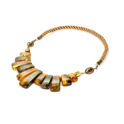 Колье &quot;Пластина&quot; из Янтаря на шелковом шнуре